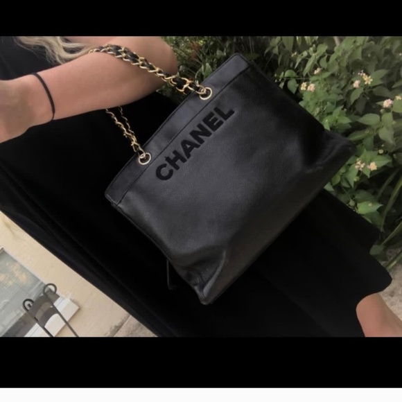 Authentic Chanel Vintage Caviar Leather Sac Shopping Shoulder Bag Black - Picture 16 of 16